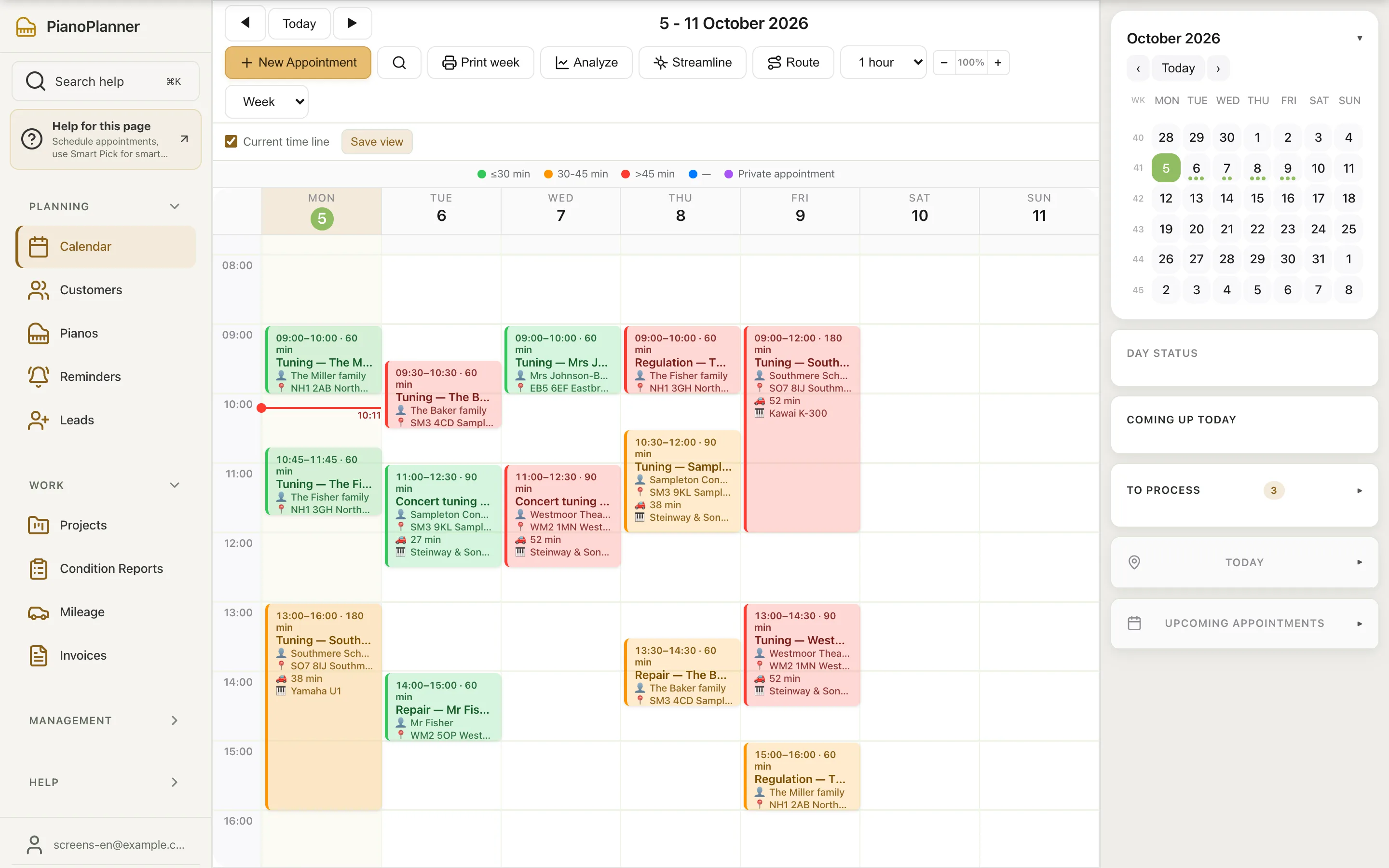 Your calendar — week overview