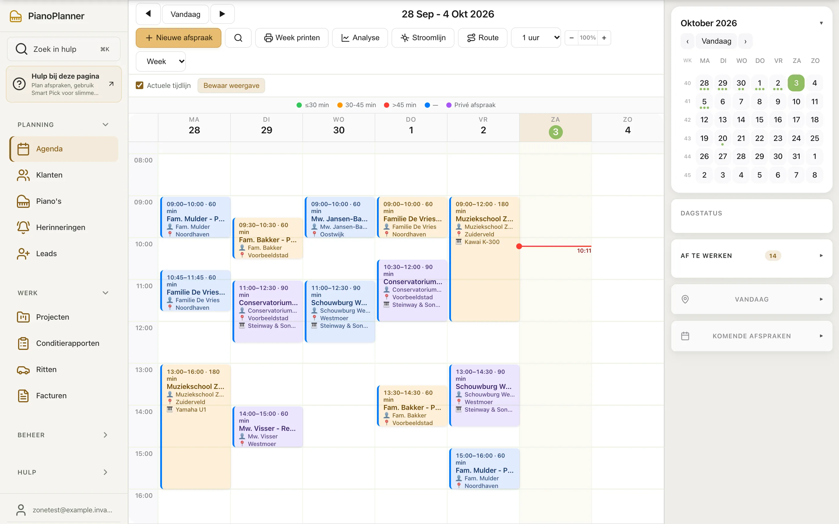 Tu agenda — vista semanal