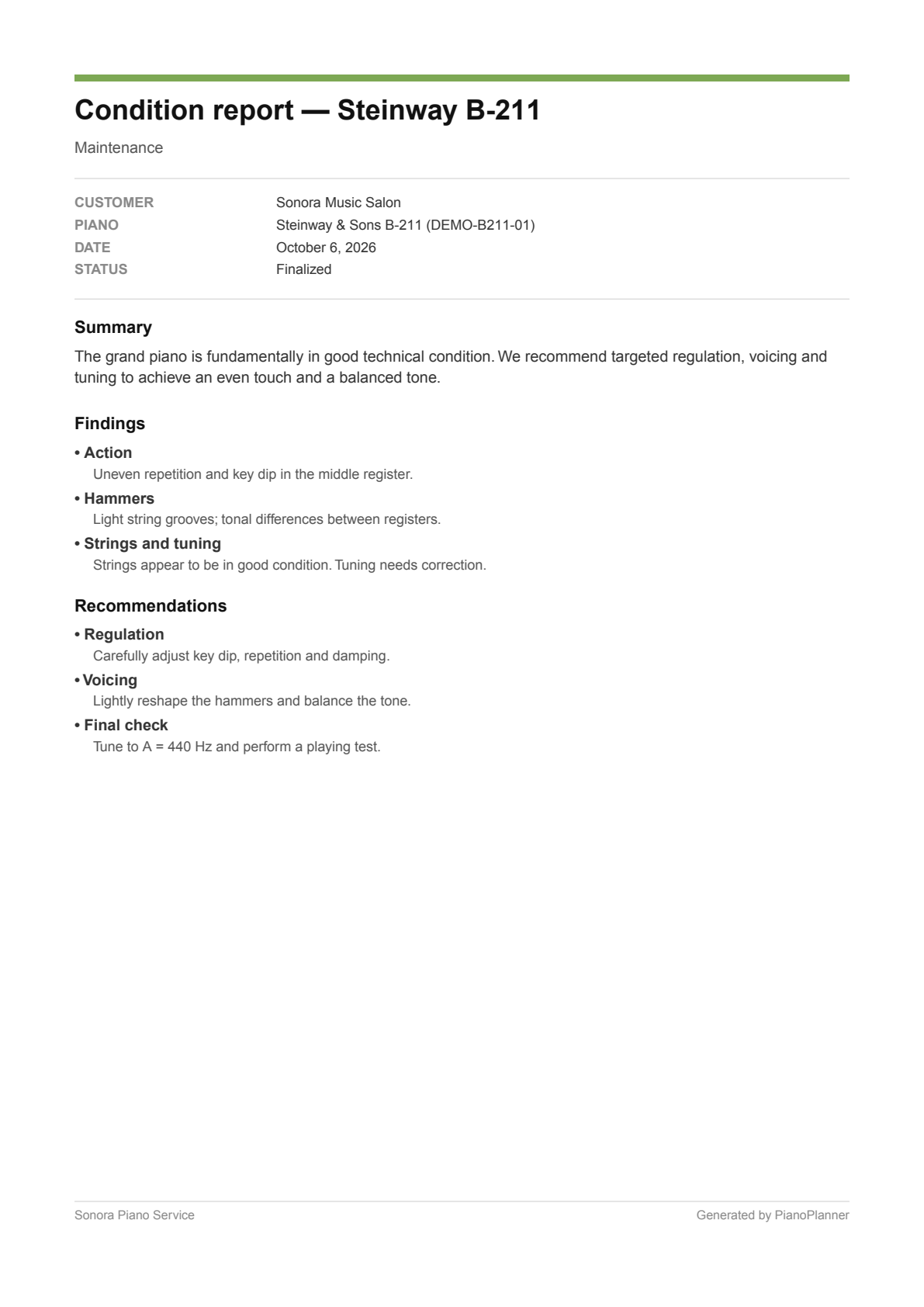 Condition report