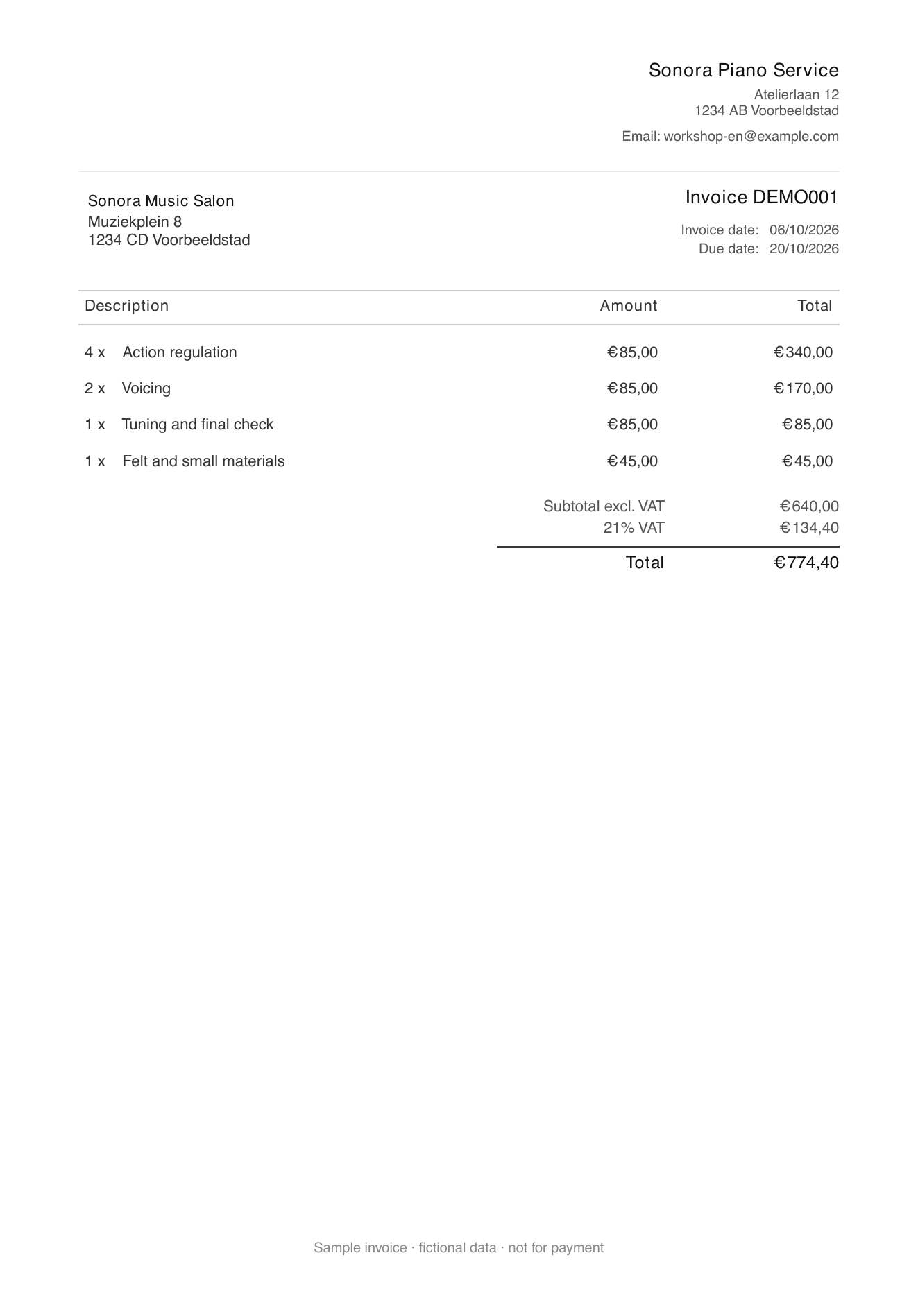 Final invoice